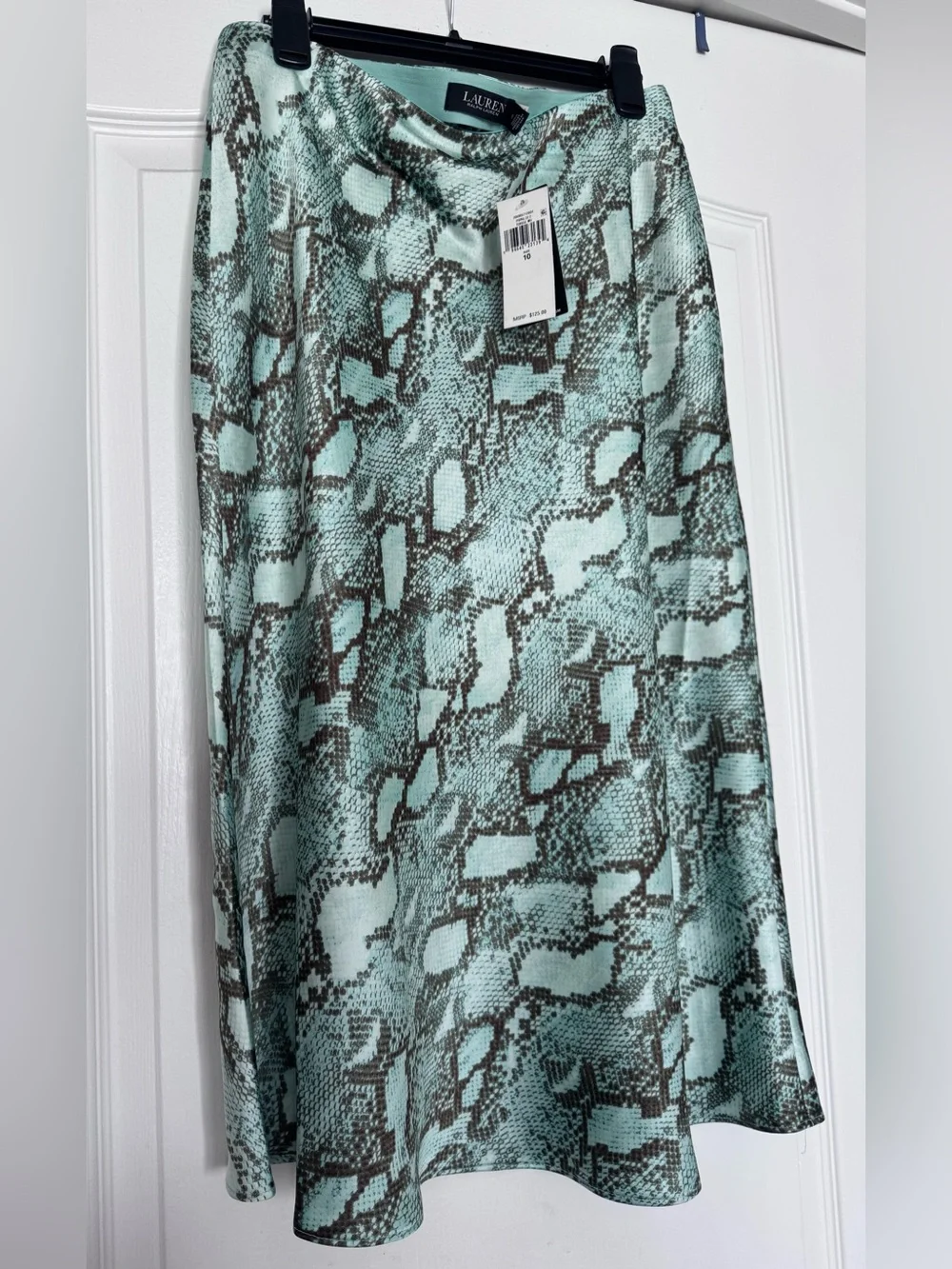 NWT Ralph Lauren Women's Satin Snakeskin Print A line Skirt 10 - Picture 1 of 6